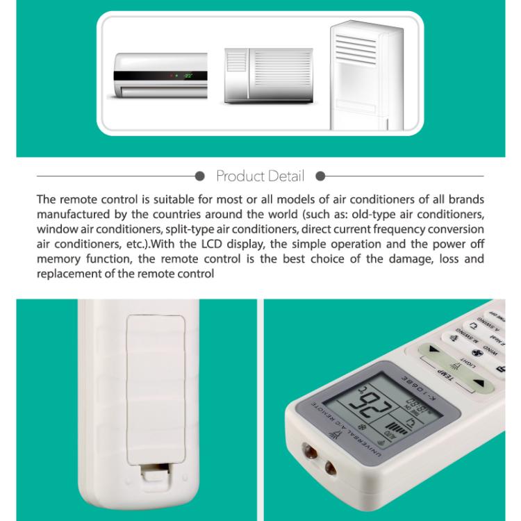 CHUNGHOP K-1068E Universal Air Conditioner Remote Control with Torch - Air-Conditioner by CHUNGHOP | Online Shopping UK | buy2fix