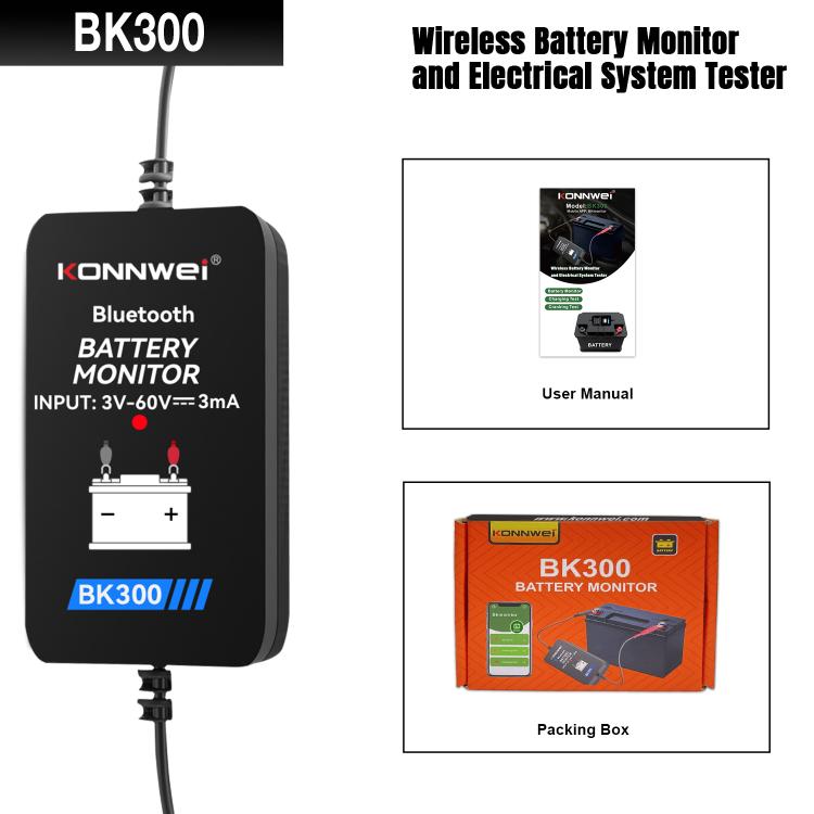 KONNWEI BK300 6V / 12V / 24V Car Bluetooth 5.0 Battery Monitor Diagnostic Tool(Black) - Code Readers & Scan Tools by KONNWEI | Online Shopping UK | buy2fix