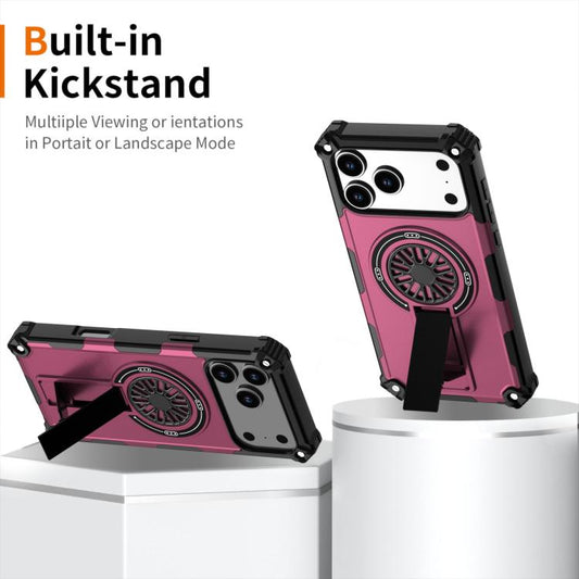 For iPhone 17 Pro Max Shockproof Kickstand Metallic Shaft MagSafe Phone Case(Purple) - iPhone 17 Pro Max Cases by buy2fix | Online Shopping UK | buy2fix