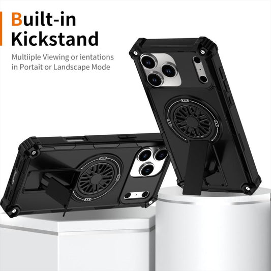 For iPhone 17 Pro Shockproof Kickstand Metallic Shaft MagSafe Phone Case(Black) - iPhone 17 Pro Cases by buy2fix | Online Shopping UK | buy2fix