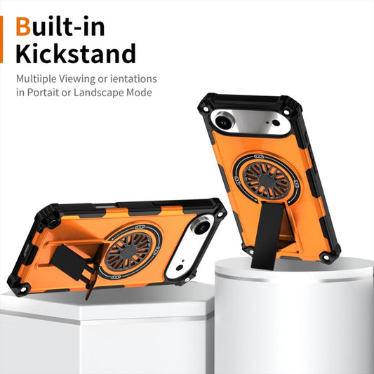 For iPhone Air Shockproof Kickstand Metallic Shaft MagSafe Phone Case(Orange) - iPhone Air Cases by buy2fix | Online Shopping UK | buy2fix