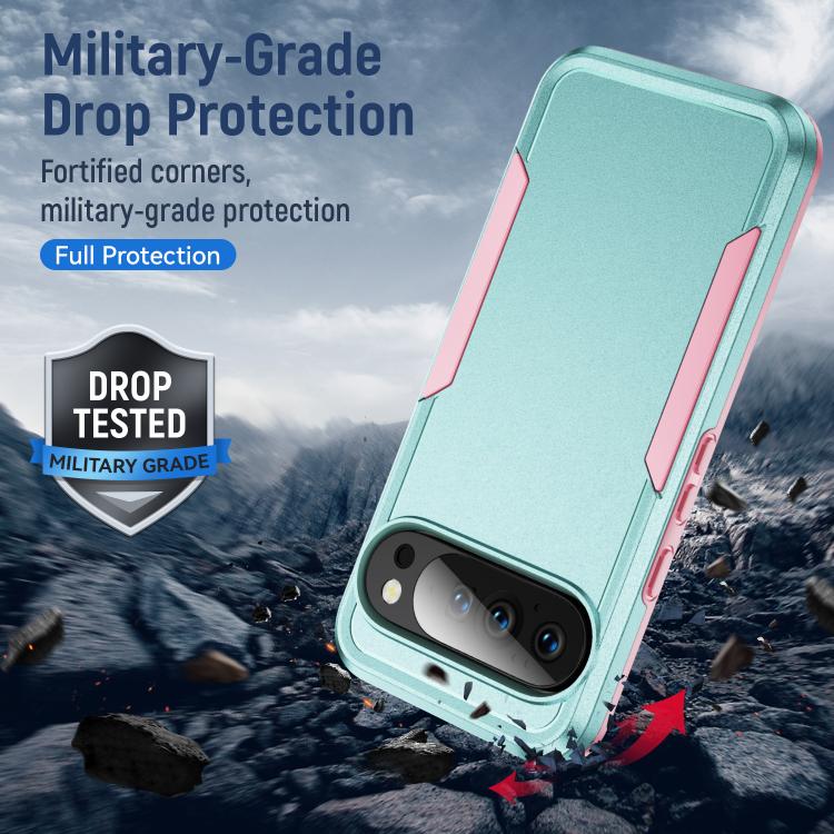 For Google Pixel 10 Pro Pioneer Armor Heavy Duty PC + TPU Phone Case(Green+Pink) - Google Cases by buy2fix | Online Shopping UK | buy2fix