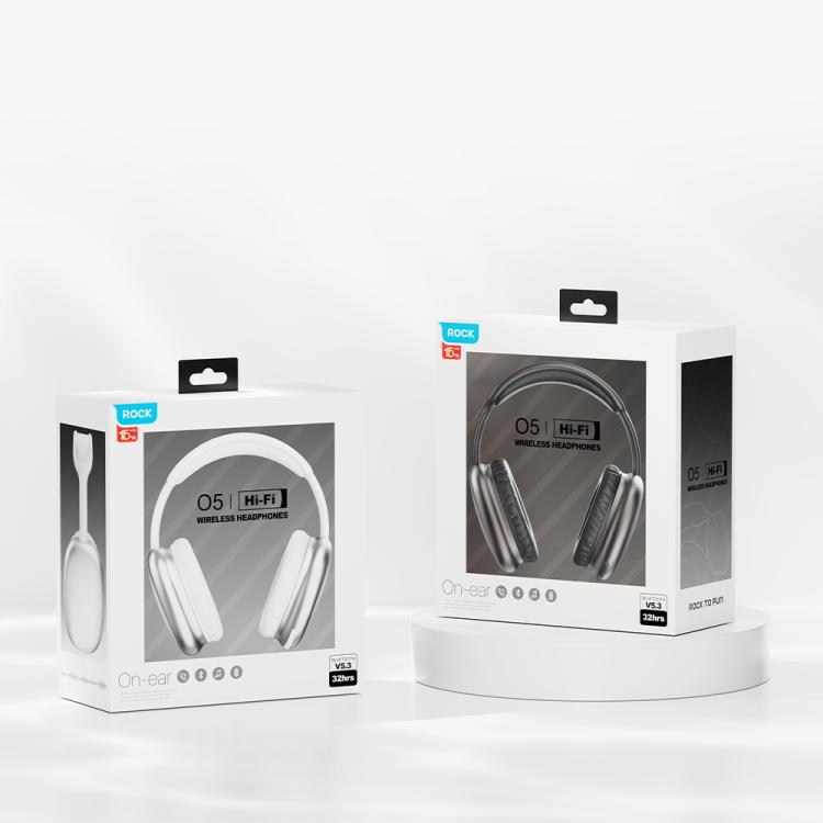 ROCK O5 Head-mounted Bluetooth 5.3 Wireless Headphones(Grey) - Headset & Headphone by ROCK | Online Shopping UK | buy2fix