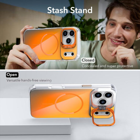 For iPhone 17 Pro Max Gradient Discolor Lens Kickstand Magsafe Phone Case(Purple) - iPhone 17 Pro Max Cases by buy2fix | Online Shopping UK | buy2fix