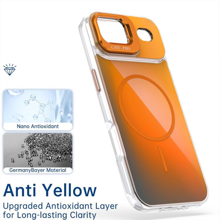 For iPhone Air Gradient Discolor Lens Kickstand Magsafe Phone Case(Orange) - iPhone Air Cases by buy2fix | Online Shopping UK | buy2fix