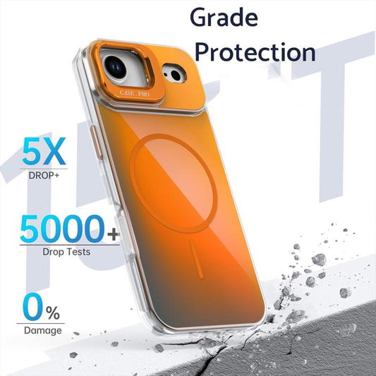 For iPhone Air Gradient Discolor Lens Kickstand Magsafe Phone Case(Desert Gold) - iPhone Air Cases by buy2fix | Online Shopping UK | buy2fix