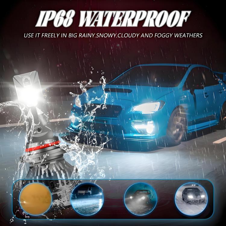 9005 2pcs/Pack 50W 6000LM 6000K Car Double Copper Tube LED Headlight Bulb(Gun Color) - LED Headlamps by buy2fix | Online Shopping UK | buy2fix