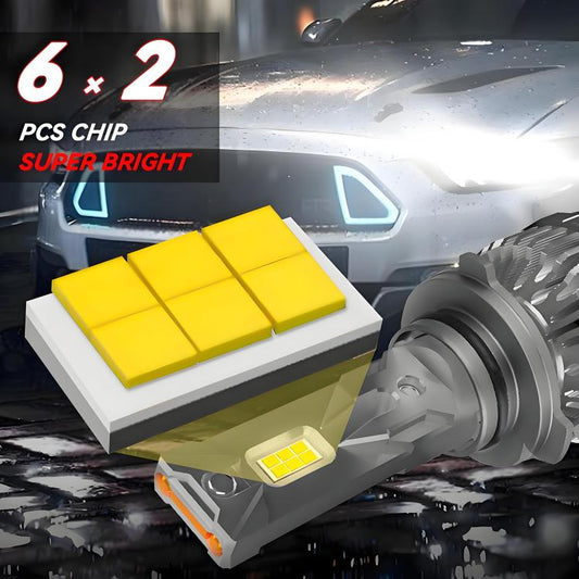 9006 2pcs/Pack 50W 6000LM 6000K Car Double Copper Tube LED Headlight Bulb(Gun Color) - LED Headlamps by buy2fix | Online Shopping UK | buy2fix