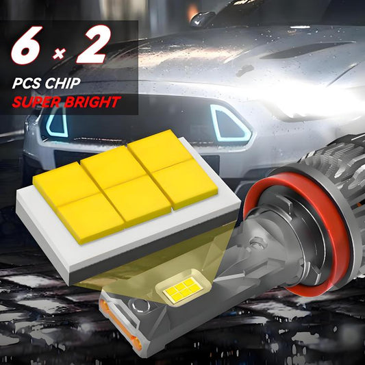 H11 2pcs/Pack 50W 6000LM 6000K Car Double Copper Tube LED Headlight Bulb(Gun Color) - LED Headlamps by buy2fix | Online Shopping UK | buy2fix