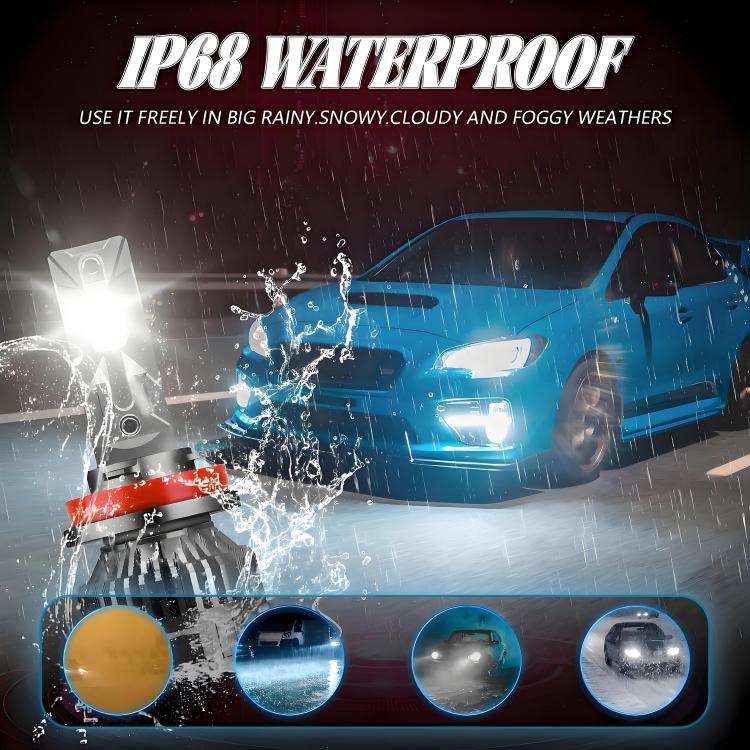 H11 2pcs/Pack 50W 6000LM 6000K Car Double Copper Tube LED Headlight Bulb(Gun Color) - LED Headlamps by buy2fix | Online Shopping UK | buy2fix