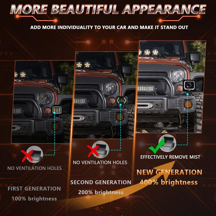 2pcs/Pack 35W 3600LM 6500K Car Square HD Large Lens Spotlight Work Light(Black) - Work Lights by buy2fix | Online Shopping UK | buy2fix