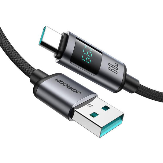 JOYROOM S-A16 Pro Prism Series 66W Digital Display USB to Type-C Fast Charging Data Cable, Length: 1.2m(Black) - USB-C & Type-C Cable by JOYROOM | Online Shopping UK | buy2fix