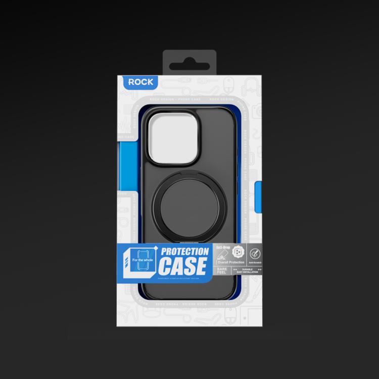 For iPhone 16 Pro Max ROCK YouDun Series Skin Feel Rotating MagSafe Holder PC Hybrid TPU Phone Case(Grey) - iPhone 16 Pro Max Cases by ROCK | Online Shopping UK | buy2fix