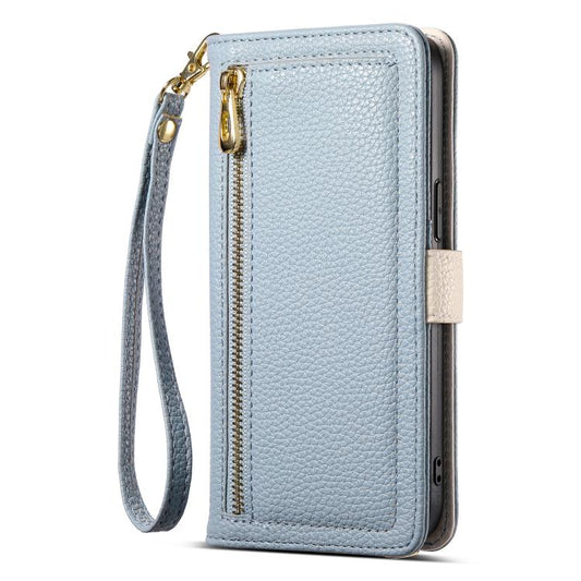 For iPhone 16 Pro Max ESEBLE E11 Colorful Litchi Pattern Zipper Wallet Leather Phone Case(Sky Blue) - iPhone 16 Pro Max Cases by ESEBLE | Online Shopping UK | buy2fix