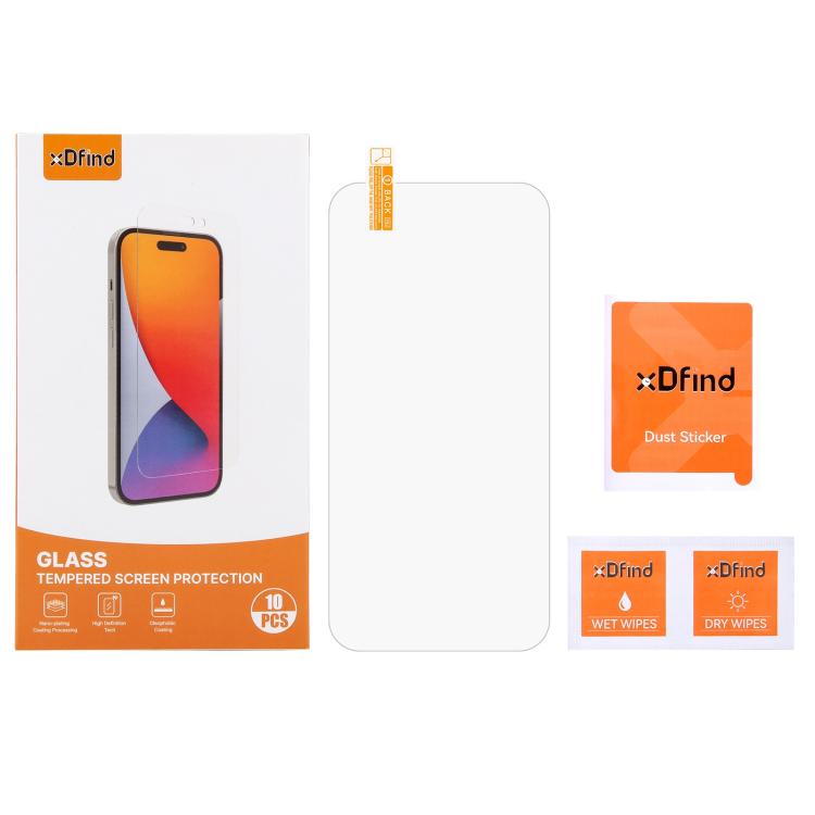 For iPhone 16 10pcs xDfind 0.26mm 9H 2.5D Middle Aluminum Tempered Glass Film - iPhone 16 Tempered Glass by xDfind | Online Shopping UK | buy2fix