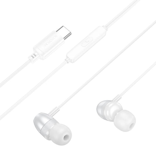 Borofone BM95 Excepcional Type-C Interface Universal Digital Wired Earphones with Microphone, Length: 1.2m(Silver) - Normal Style Earphone by Borofone | Online Shopping UK | buy2fix