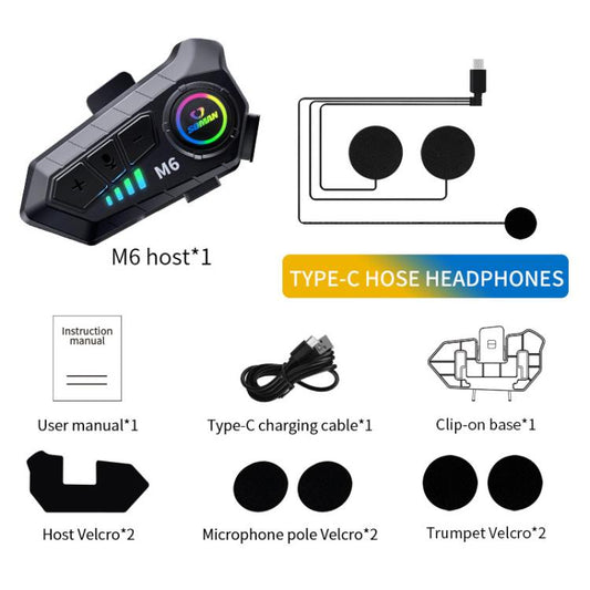 SOMAN Motorcycle Helmet Bluetooth Headset Stereo Voice Microphone, Style:M6-Soft Mic - Motorcycle Walkie Talkie by SOMAN | Online Shopping UK | buy2fix