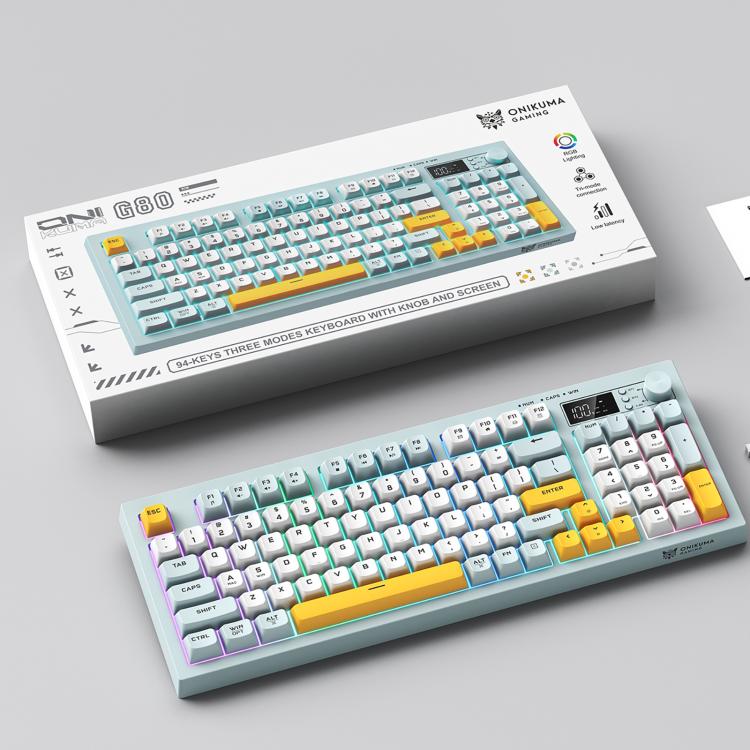 ONIKUMA G80 Bluetooth 2.4G Wired Silent Silver Membrane Keyboard(Green) - Wireless Keyboard by ONIKUMA | Online Shopping UK | buy2fix