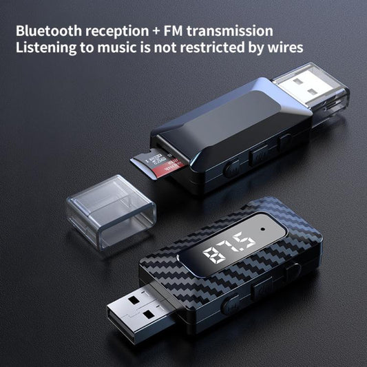 USB Car FM Transmitter Wireless Bluetooth Receiver(Black) - Bluetooth Adapters by buy2fix | Online Shopping UK | buy2fix