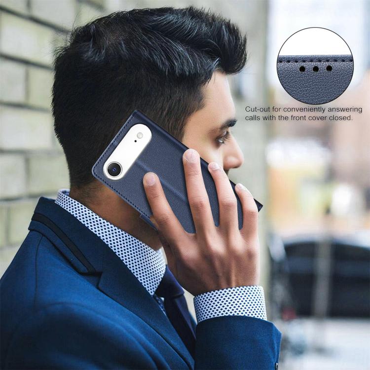 For iPhone Air Litchi Texture RFID Anti-theft Leather Phone Case(Blue) - iPhone Air Cases by buy2fix | Online Shopping UK | buy2fix