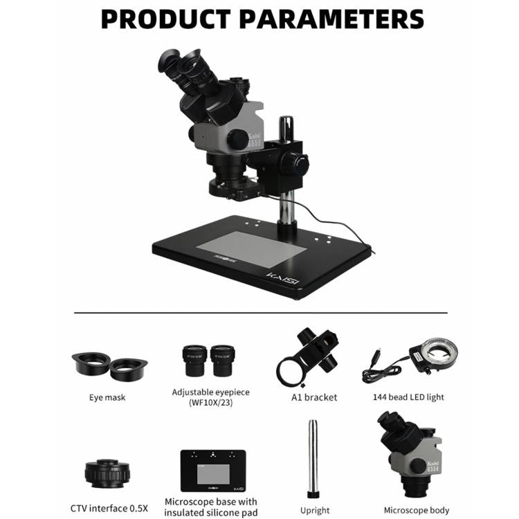 Kaisi 6558 6.5-58X Synchronous Zoom Trinocular Stereo Microscope - Microscope Magnifier Series by Kaisi | Online Shopping UK | buy2fix