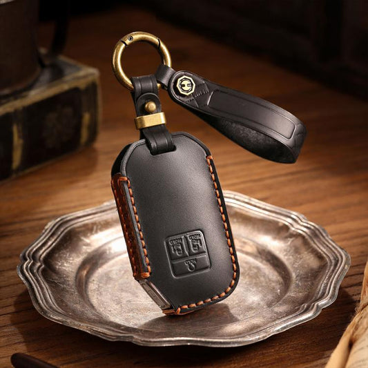 For Kia Carnival Hallmo B087 Crazy Horse Cowhide Car Key Protection Cover(Blue) - Car Key Cases by Hallmo | Online Shopping UK | buy2fix