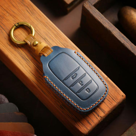 For Toyota Corolla 3-button B111 Crazy Horse Cowhide Car Key Protection Cover(Brown) - Car Key Cases by Hallmo | Online Shopping UK | buy2fix