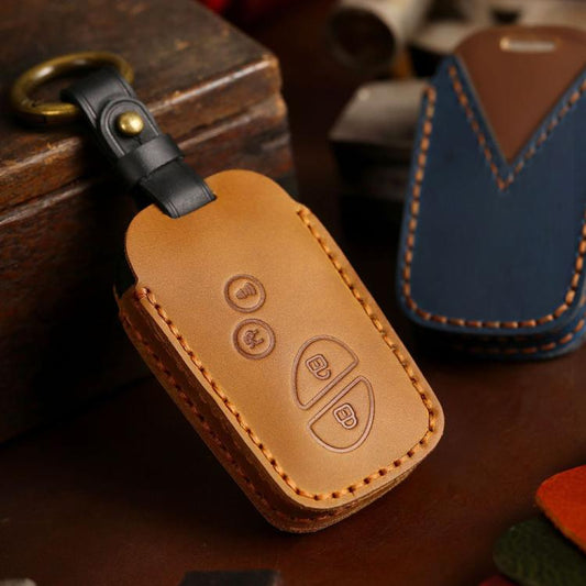 For Lexus RX270 / ES240 / LX570 Hallmo Crazy Horse Cowhide Car Key Protection Cover(4-button Brown) - Car Key Cases by Hallmo | Online Shopping UK | buy2fix