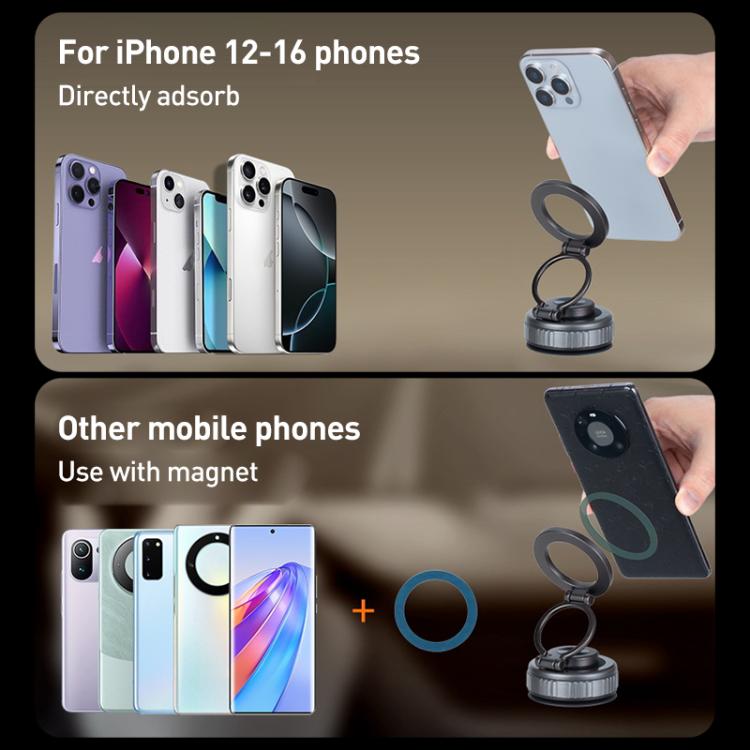 G512 Multifunctional Vacuum Double-Sided Magnetic Car Phone Holder(Grey) - Universal Car Holders by buy2fix | Online Shopping UK | buy2fix