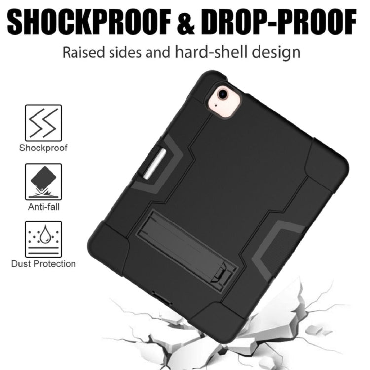 For iPad Air 2022 / 2020 10.9 Contrast Color Robot Shockproof Silicon + PC Protective Case with Holder & Pen Slot(Black) - iPad Air (2022) / (2020) 10.9 Cases by buy2fix | Online Shopping UK | buy2fix
