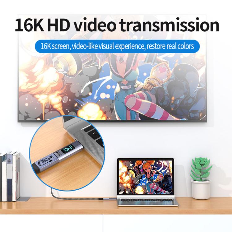 Type-C Male to Female PD240W 80Gbps 60K Digital Magnetic Suction Adapter, Style:Straight Head(Space Grey) - OTG Adapter by buy2fix | Online Shopping UK | buy2fix