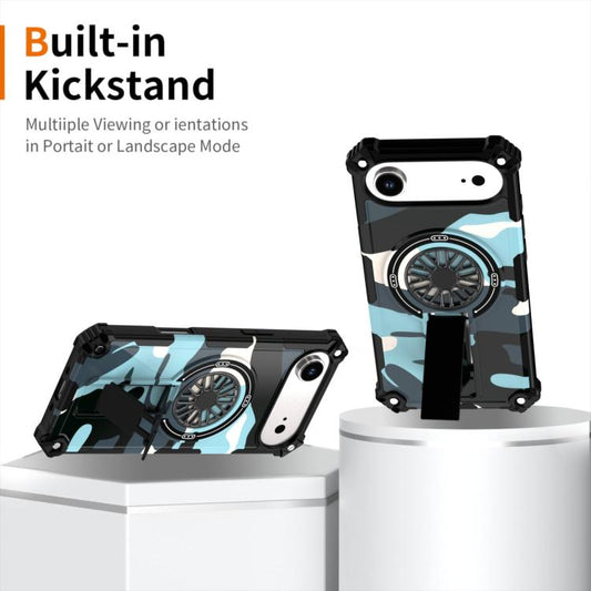 For iPhone Air Camouflage Kickstand Rotating Shaft MagSafe Phone Case(Bright Green Branches) - iPhone Air Cases by buy2fix | Online Shopping UK | buy2fix
