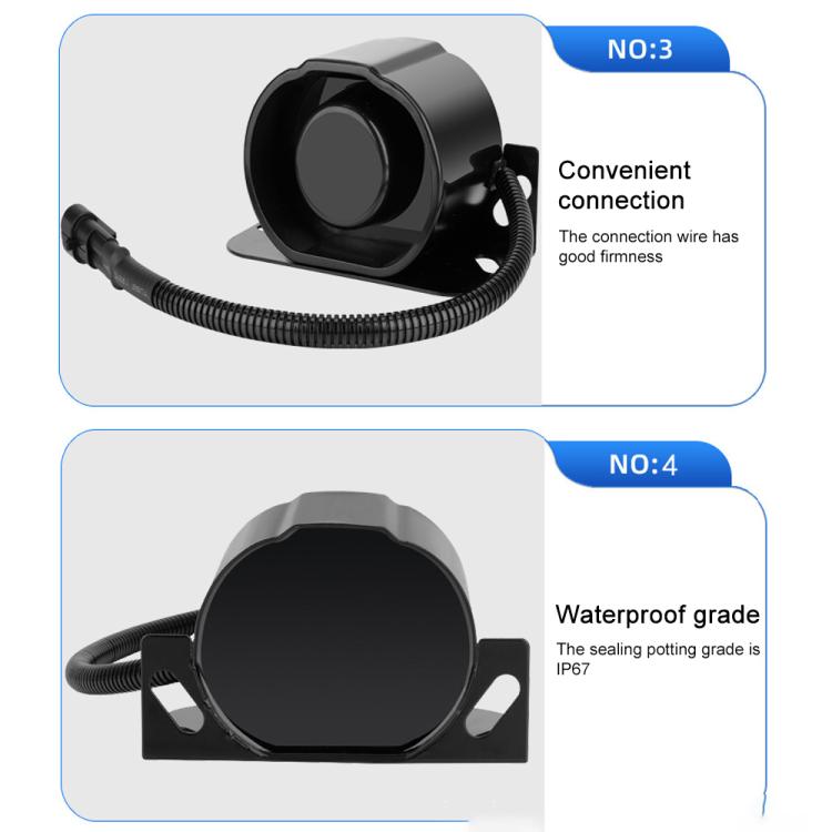 12V / 24V Waterproof Voice Reversing Horn Alarm Buzzer, with Cable(Black) - Car Amplifiers by buy2fix | Online Shopping UK | buy2fix