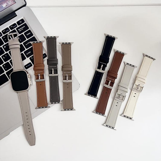 For Apple Watch 42 / 44 / 45 / 46 / 49mm xDfind Black Shark Fine Grain Leather Watch Band(Coffee Color) - Watch Bands by xDfind | Online Shopping UK | buy2fix