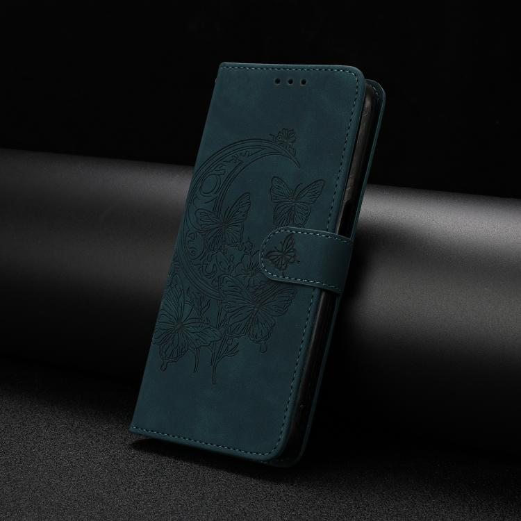 For iPhone Air Moonlit Butterfly Dance Pattern Embossed Leather Phone Case(Green) - iPhone Air Cases by buy2fix | Online Shopping UK | buy2fix