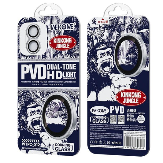 For iPhone 16 / 16 Plus WK WTPC-012 Jungle Series Kinkong PVD Dual-color Metal Lens Protector Film(Silver) - iPhone 16 Tempered Glass by WK | Online Shopping UK | buy2fix