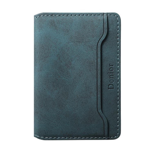 Denior V08 Magsafe Wallet Retro Texture Leather Magnetic Card Holder Bag(Blue) - Adhesive Card Holders by Denior | Online Shopping UK | buy2fix