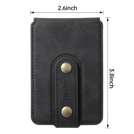Denior V09 Magsafe Wallet Retro Texture Leather Magnetic Phone Holder Card Bag(Black) - Adhesive Card Holders by Denior | Online Shopping UK | buy2fix