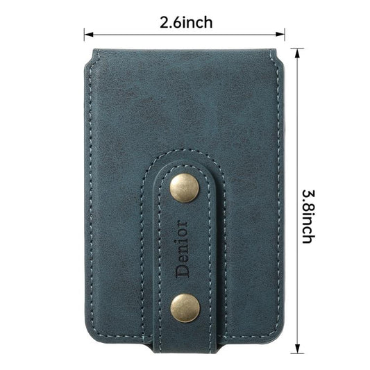 Denior V09 Magsafe Wallet Retro Texture Leather Magnetic Phone Holder Card Bag(Blue) - Adhesive Card Holders by Denior | Online Shopping UK | buy2fix