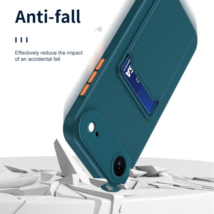 For iPhone Air Skin Feel Card Contrast Color Button TPU Phone Case(Dark Green) - iPhone Air Cases by buy2fix | Online Shopping UK | buy2fix