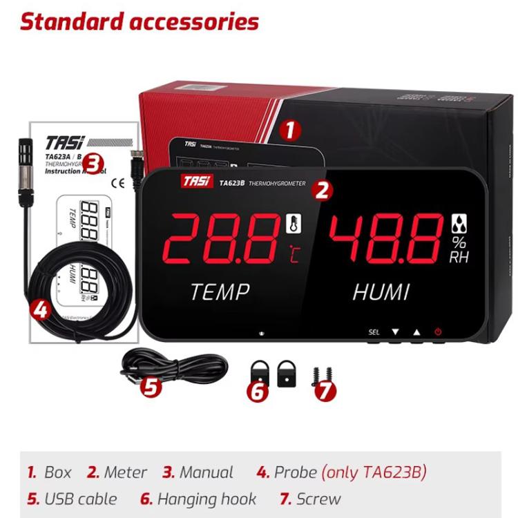 TRSI TA623A Industrial Wall-mounted Thermometer Hygrometer, Built-in Probe - Thermostat & Thermometer by TASI | Online Shopping UK | buy2fix