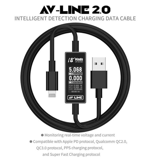18 Kinds AV-Line 2.0 1.2m Intelligent Detection Charging Data Cable, Interface:USB to Type-C - Test Tools by buy2fix | Online Shopping UK | buy2fix