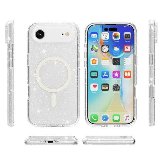For iPhone Air Terminator Style Glitter Powder MagSafe Magnetic Phone Case(White) - iPhone Air Cases by buy2fix | Online Shopping UK | buy2fix