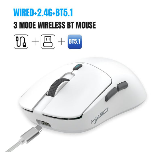 HXSJ T68 3 Modes Wired 2.4G BT5.1 Wireless Lightweight Gaming Mouse(White) - Wireless Mice by HXSJ | Online Shopping UK | buy2fix