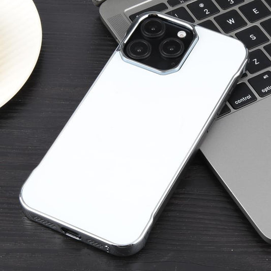 For iPhone 14 Pro Electroplating Frameless Frosted Anti-Glare PC MagSafe Phone Case(Silver White) - iPhone 14 Pro Cases by buy2fix | Online Shopping UK | buy2fix
