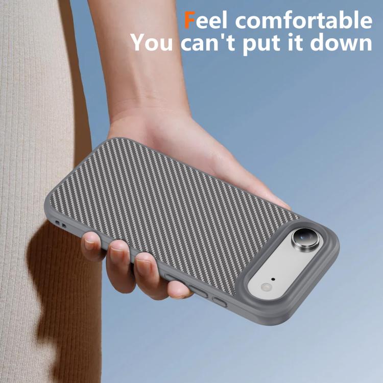 For iPhone Air Carbon Fiber Texture Skin-feel Acrylic TPU Phone Case(Grey) - iPhone Air Cases by buy2fix | Online Shopping UK | buy2fix