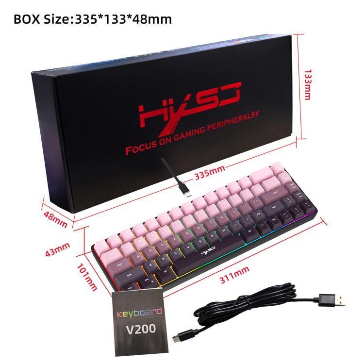 HXSJ V200 Gradient Color 68-key RGB Backlight Wired Membrane Keyboard(Pink) - Wired Keyboard by HXSJ | Online Shopping UK | buy2fix
