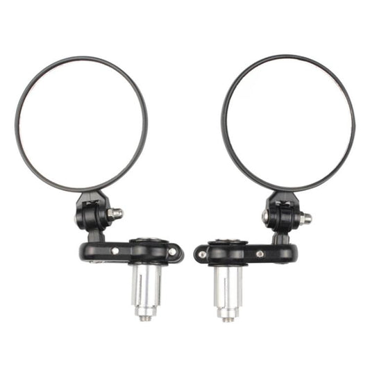 2pcs/Set Folding Motorcycle Handlebar Rearview Mirror Round Reversing Mirror(Black) - Side Mirrors by buy2fix | Online Shopping UK | buy2fix