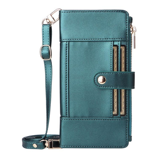 For Google Pixel 10 / 10 Pro Crossbody Strap RFID Blocking Zipper Wallet Leather Phone Case(Green) - Google Cases by buy2fix | Online Shopping UK | buy2fix