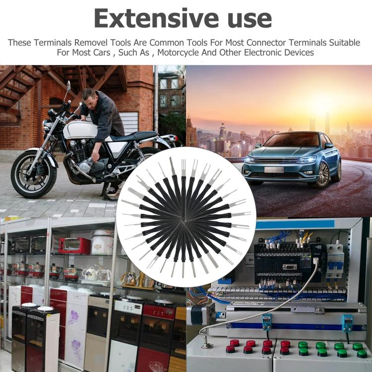 30pcs / Set Car Wire Harness Terminal Pin Removal Tool(Black Long Handle) - Booster Cable & Clip by buy2fix | Online Shopping UK | buy2fix